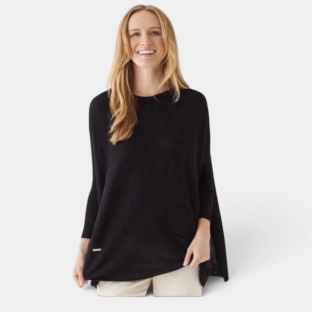 Mersea Womens Oversized Catalina Knit Traveler Sweater One Size Minimalist Blue